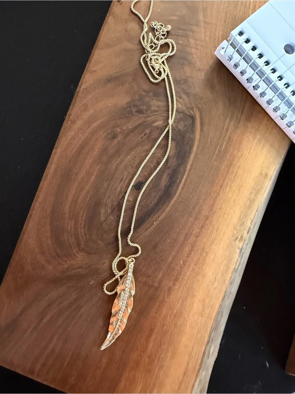 Gold Feather Pendant Necklace - Women Jewelry